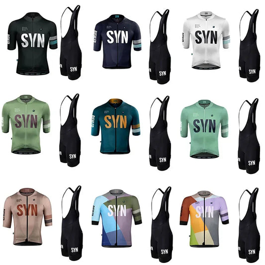 SYN Summer cycling clothes men's jerseys road cycling short sleeved sets bibs quick drying clothes breathable cycling shirt