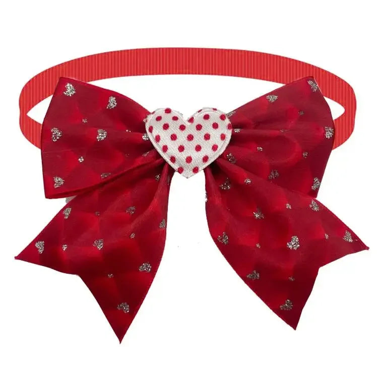 50pcs Cute Dog Bow Tie Love Heart Style Pet Supplies Valentine's Day Small Dog Red Puppy Bow Tie Pet Dog Cat Collar Accessories