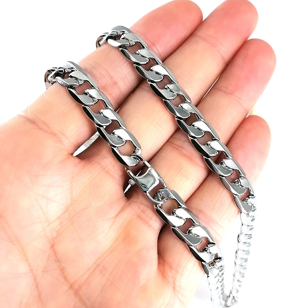 Stainless Steel Necklace  6/8/12mm Width Customize Length Men Curb Cuban Link Chain Punk Fashion Jewelry Factory Drop Shipping