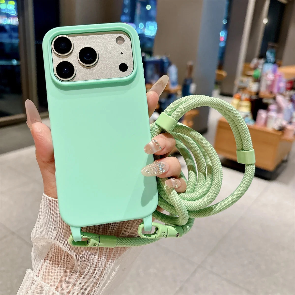 Silicone Phone Case for IPhone 17 Air 16 16E 15 14 Plus 11 13 12 Mini Pro Max Crossbody Lanyard Candy Color Soft TPU Back Cover