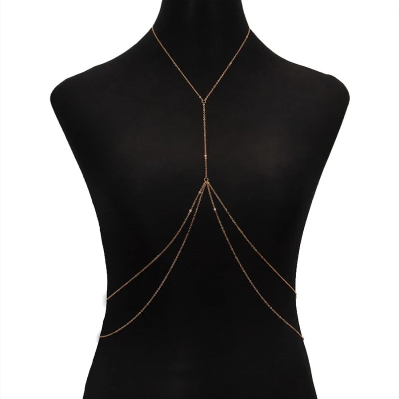 Sexy Chest Chain Bikini Female Body Belly Chains for Women Cross Waist Chains