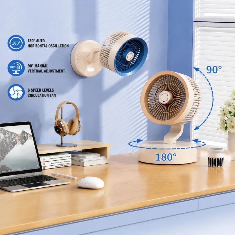Desktop Wall Mounted Circulating Fan Multifunction Shaking Head Remote Control Quiet Cooling Fan  For Home Office And Student