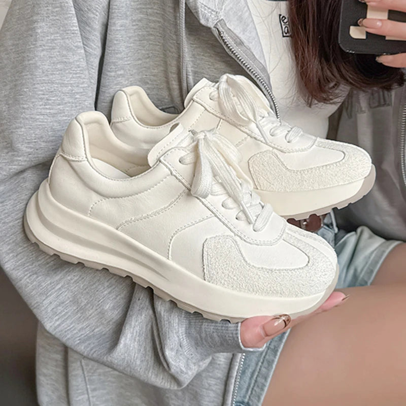 Women's Sneakers Shoes 2026 New Woven Non-slip Genuine Leather Sneakers For Women Large Size Breathable Casual Shoes Female