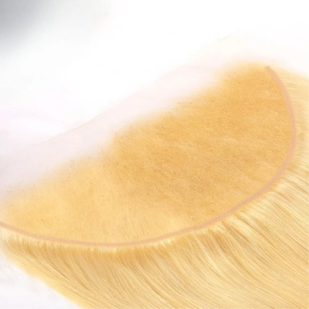 613 Blonde 13x6 Lace Frontal Skinlike 12A Brazilian Virgin Blonde Human Hair Frontal 12-20 Inch Pre-Plucked Full End