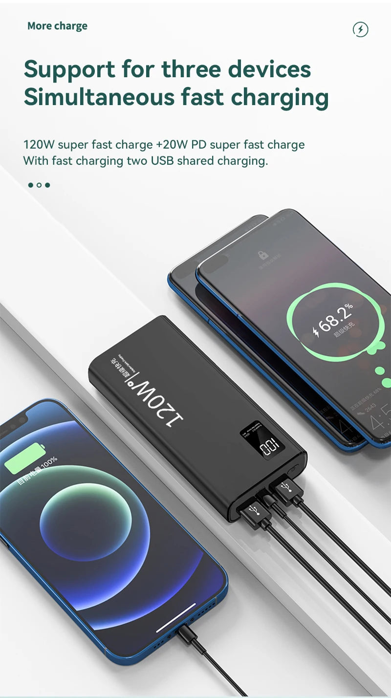 Lenovo Original 500000mAh Powerbank External Spare Battery Portable Charger For Xiaomi iPhone Super Fast Charging PowerBank