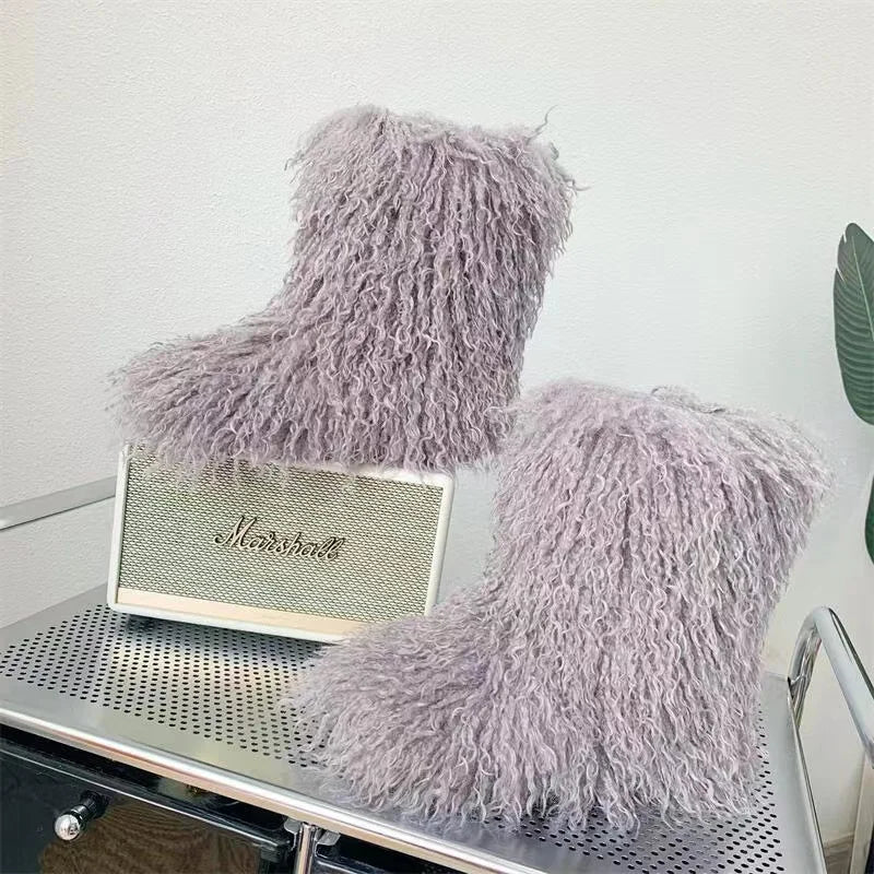 Y2K Kids Boots Winter Shoes New Faux Fur Toddler Girl Boots Fashion Colorful Fur Children Ankle Snow Boots Warm Shoes Girls