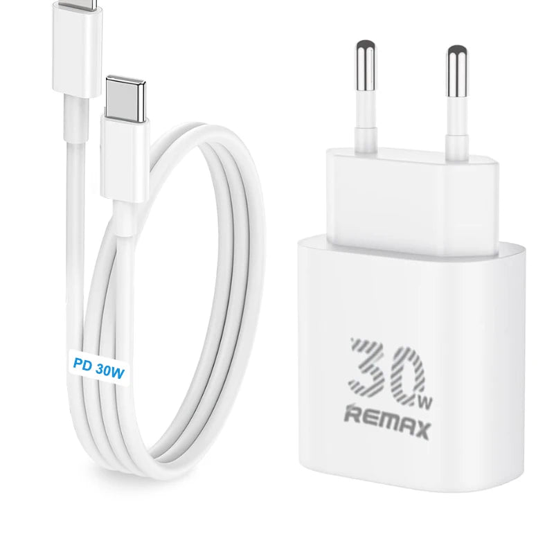 HAPPOIRO PD 30W Type C Fast Charger Cable for iPhone 17 16 15 Pro Max iPad Charger Adapter EU Plug Wall Chargers 1m 2m