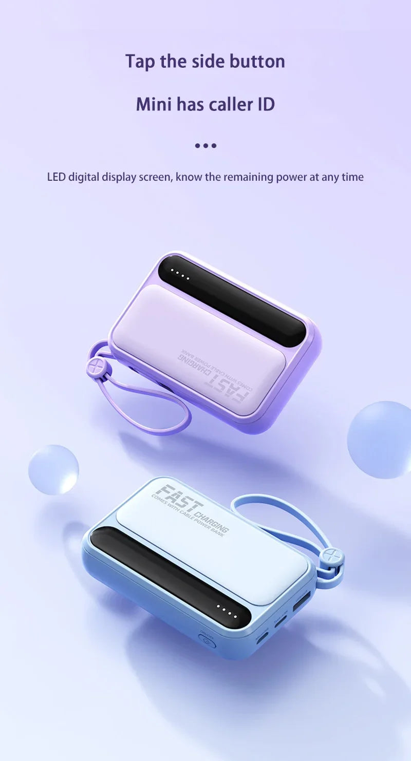 Lenovo 50000mAh Large Capacity Power Bank 4 In1 Built in Cables Intelligent Digital Display Light Fast Charging For IPhone