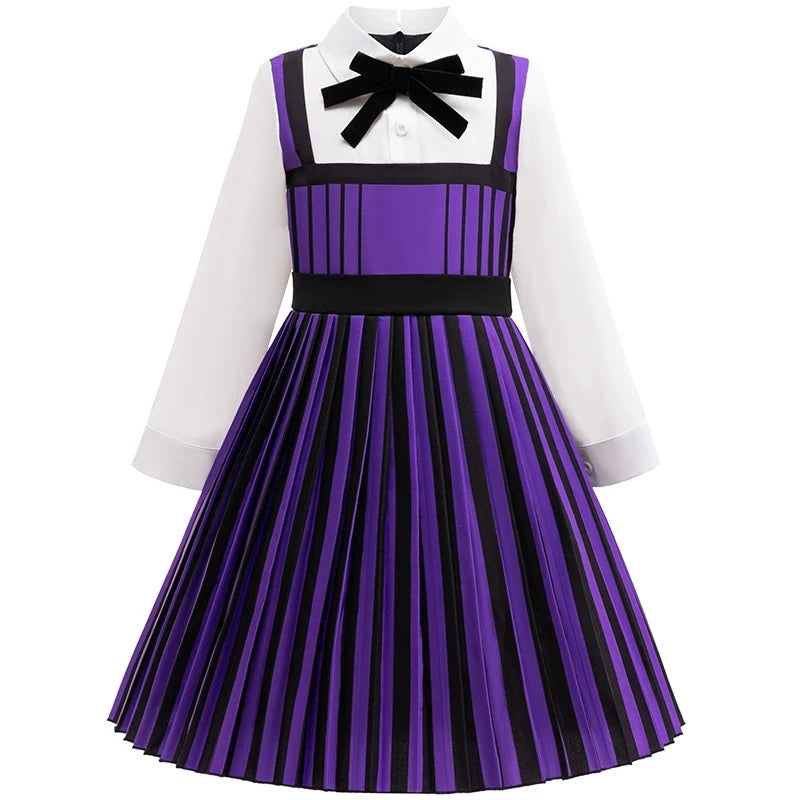Halloween Girls Princess Dress Movie Cosplay Long Sleeves Fashion Girls Dress Party Performance Costumes 4-12 Years Kids Clothes