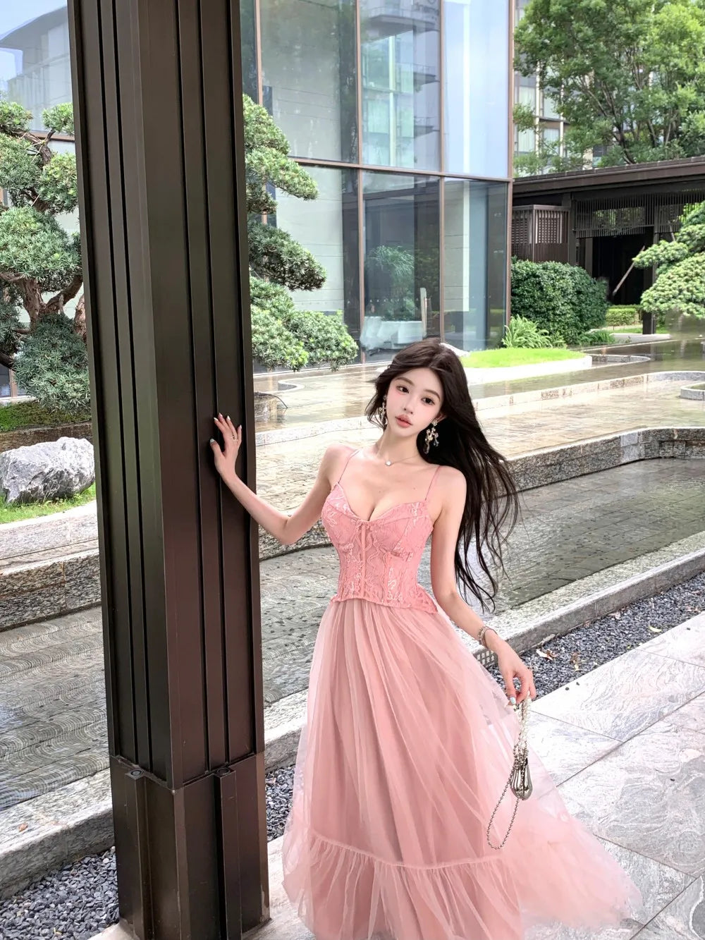 2025 French Elegant Luxury Evening Dress Women Chic Gown Fashion Mesh Lace Party Dresses Heavy Craftsmanship Boned Wedding Dress
