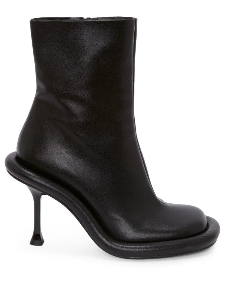 2025Women's New Slim High-heeled Knee High Boots with Side Zipper Round Toe 34-43 Large Mid Length Boots