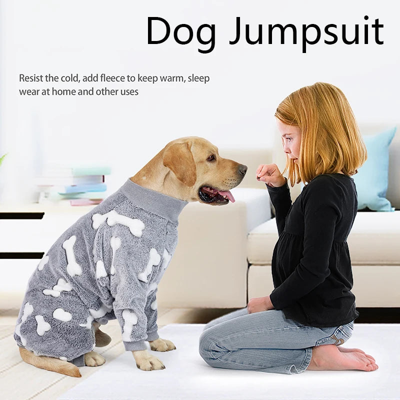 Flannel Dogs Pajamas Jumpsuit Four Legs Winter Warm Onesies for Medium Large Dogs Warm Puppy Cat Jumpsuit Pet Dog Clothes