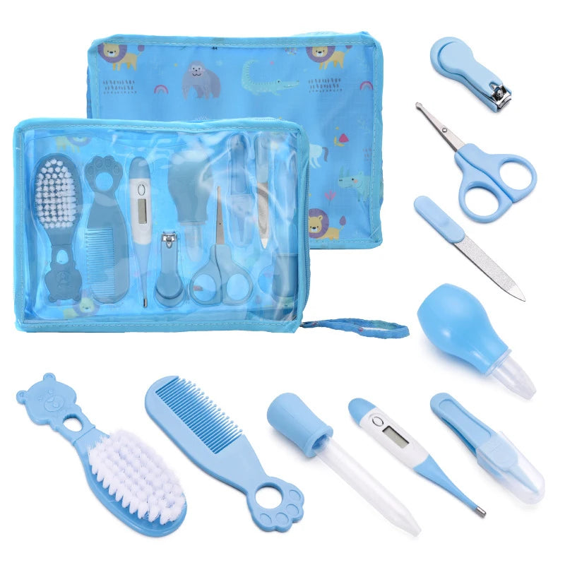 9PCS/Set Baby Health Care Kit Kids Nail Hair Health Care Thermometer Grooming Brush Clipper Teether Toothbrush Baby Essentials