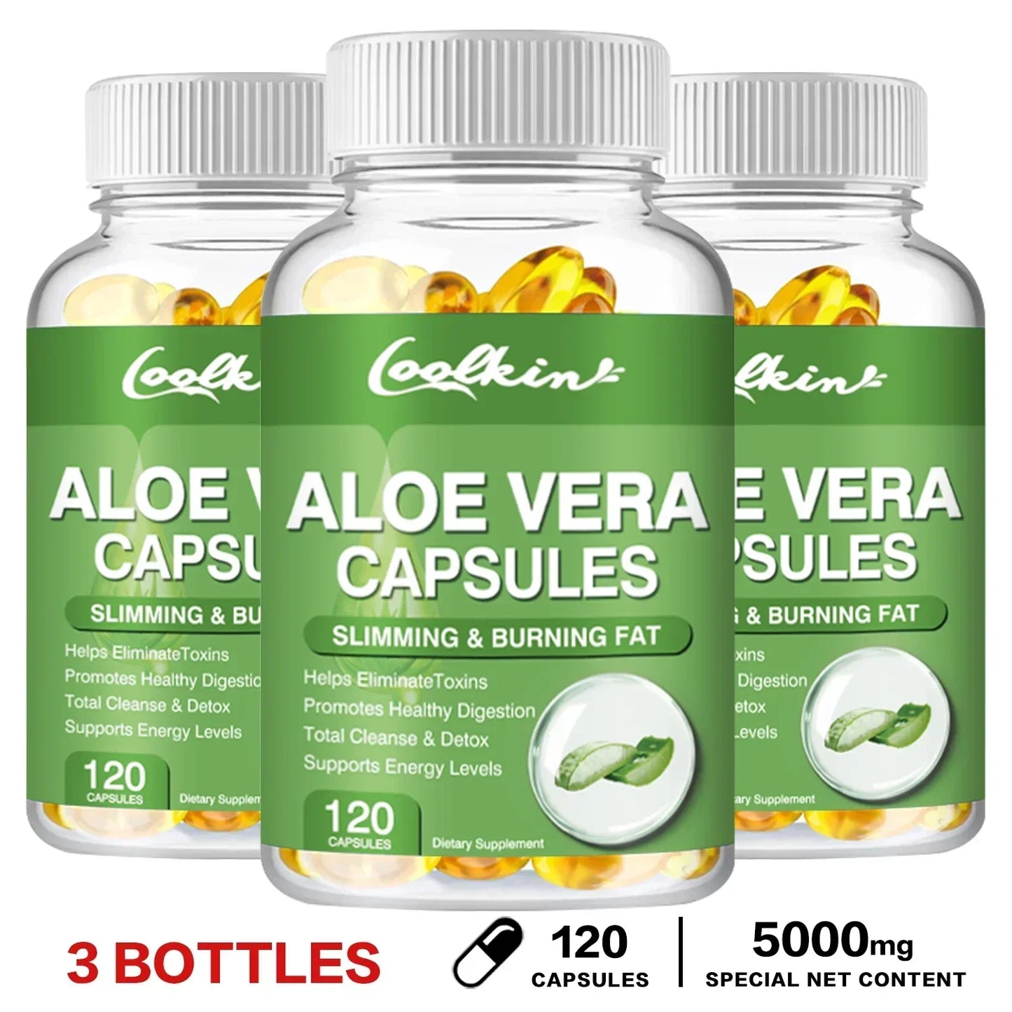 Aloe Vera Extract Capsules - Relieve Intestinal Constipation, Promote Digestion, Detoxify, Control Appetite, Burn Fat, Non-GMOSu