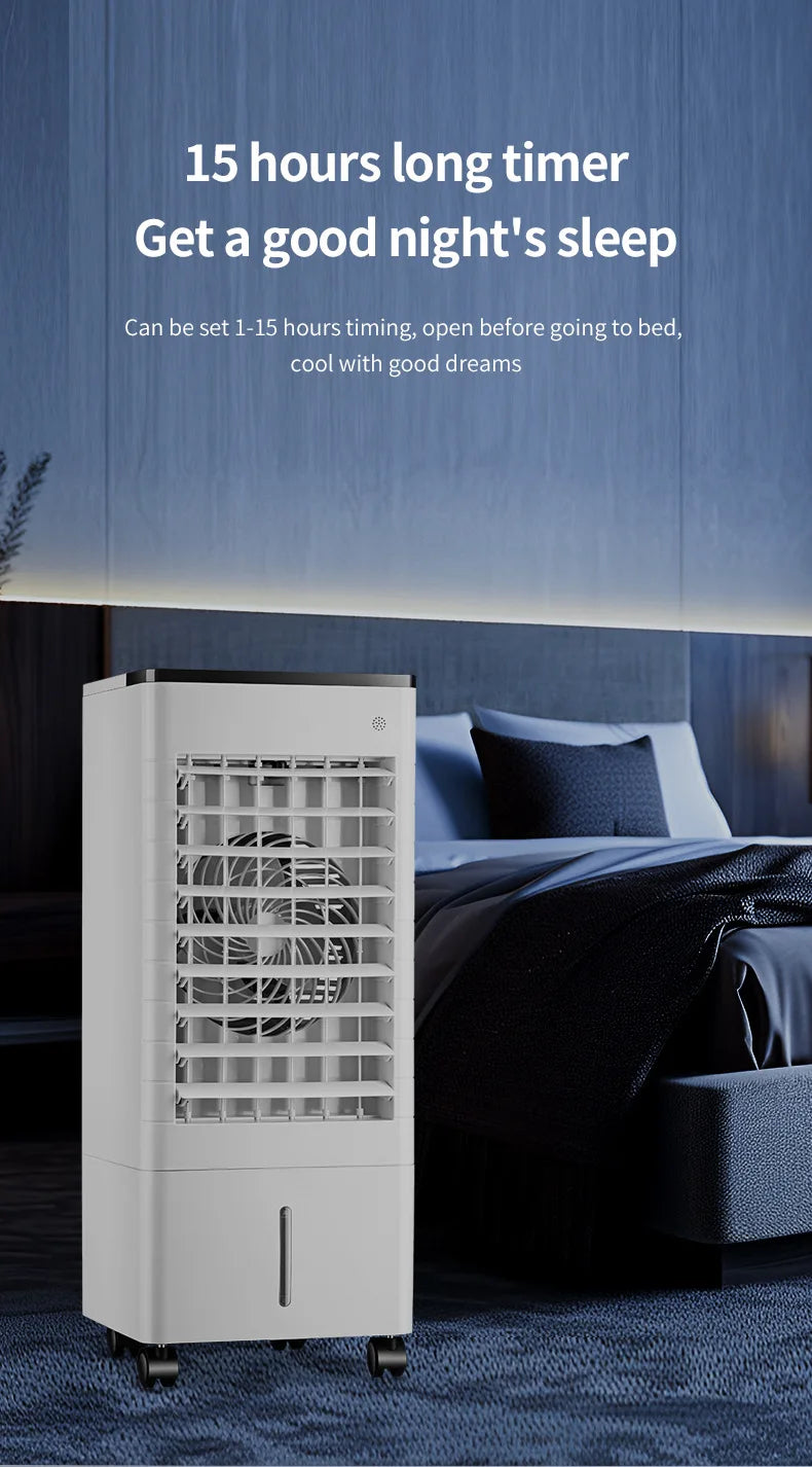 Portable Air Conditioner Fan Intelligent Cooling Fan with Remote Control Wide-angle Air Supply Ice Crystal for Home Use