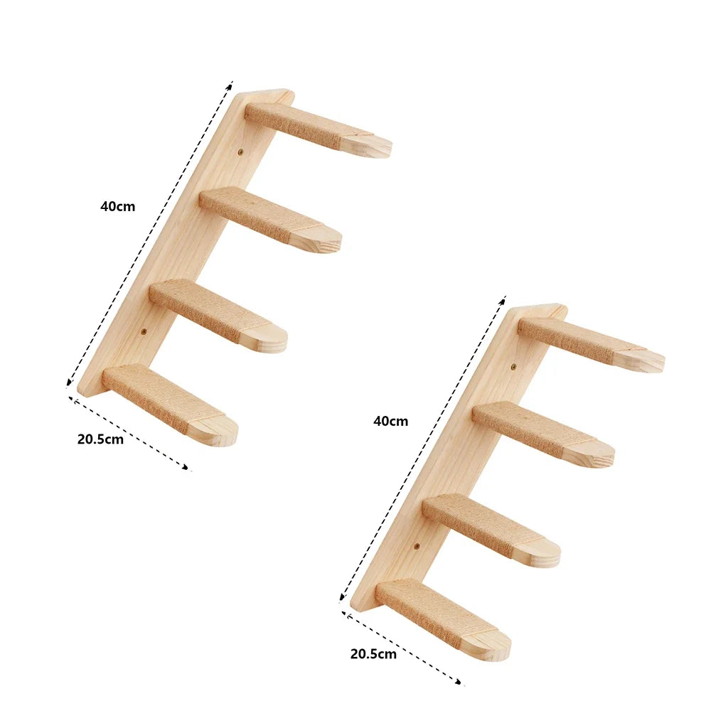 Cat Climbing Shelves Wall Mounted Cat Tree Sisal Scratching Post Cats Hammock House Jumping Platform Rope Ladder Pet Furniture