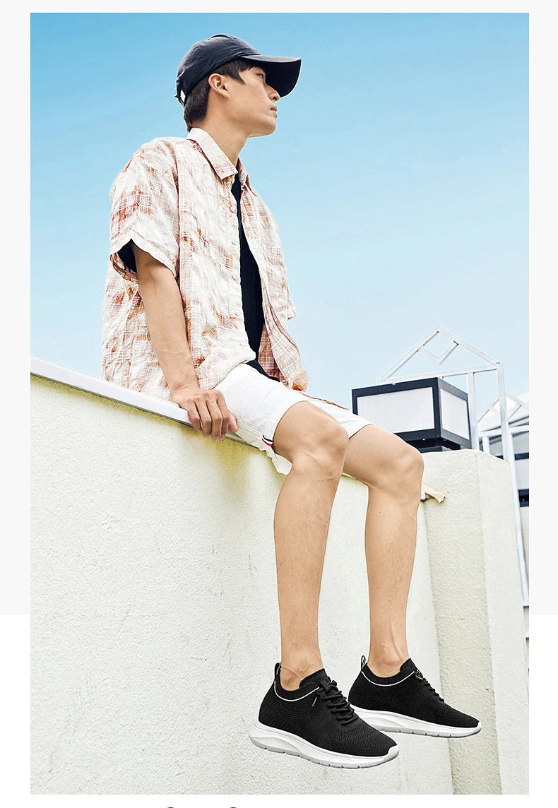 Unisex 6CM Height Increase Breathable Mesh Casual Shoes Lightweight Comfortable Elevator Sneakers for Men & Women Walking Shoes