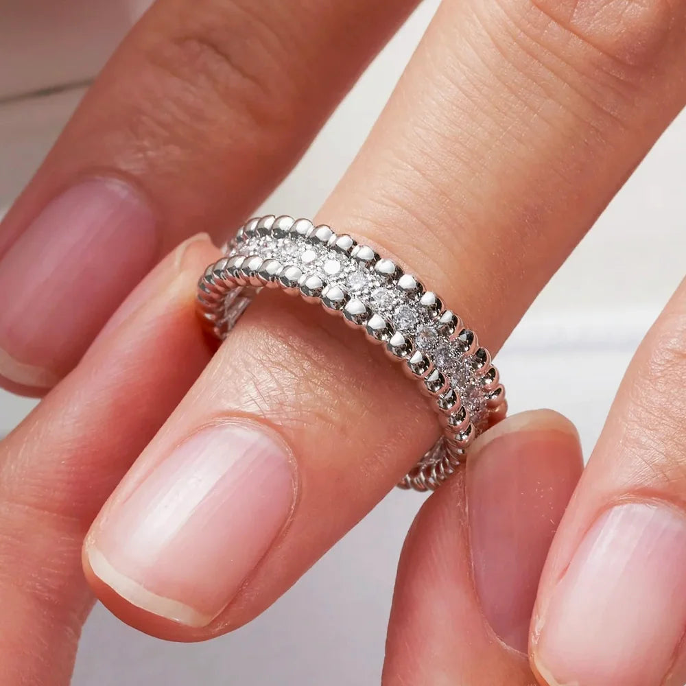 COSYA 1.2cttw Real Full Moissanite Ring D Color VVS1 Lab Diamond Band S925 Silver For Women Bridal Ring Wedding Fine Jewelry