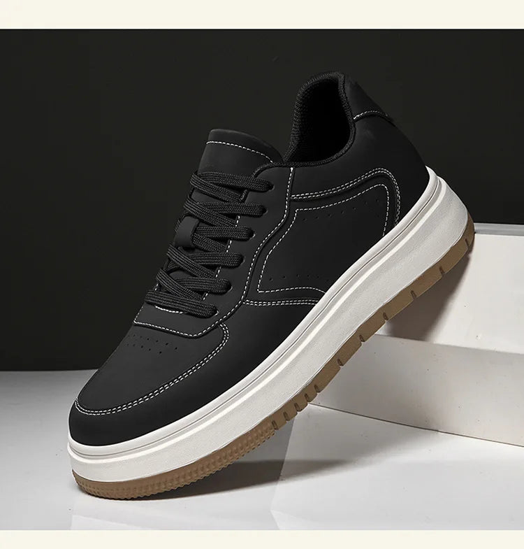 Men's Invisible Height Increasing Elevator Shoes Lace-up Sporty White Sneakers 8/10cm Taller Size Plus Invisible Elevate Shoes