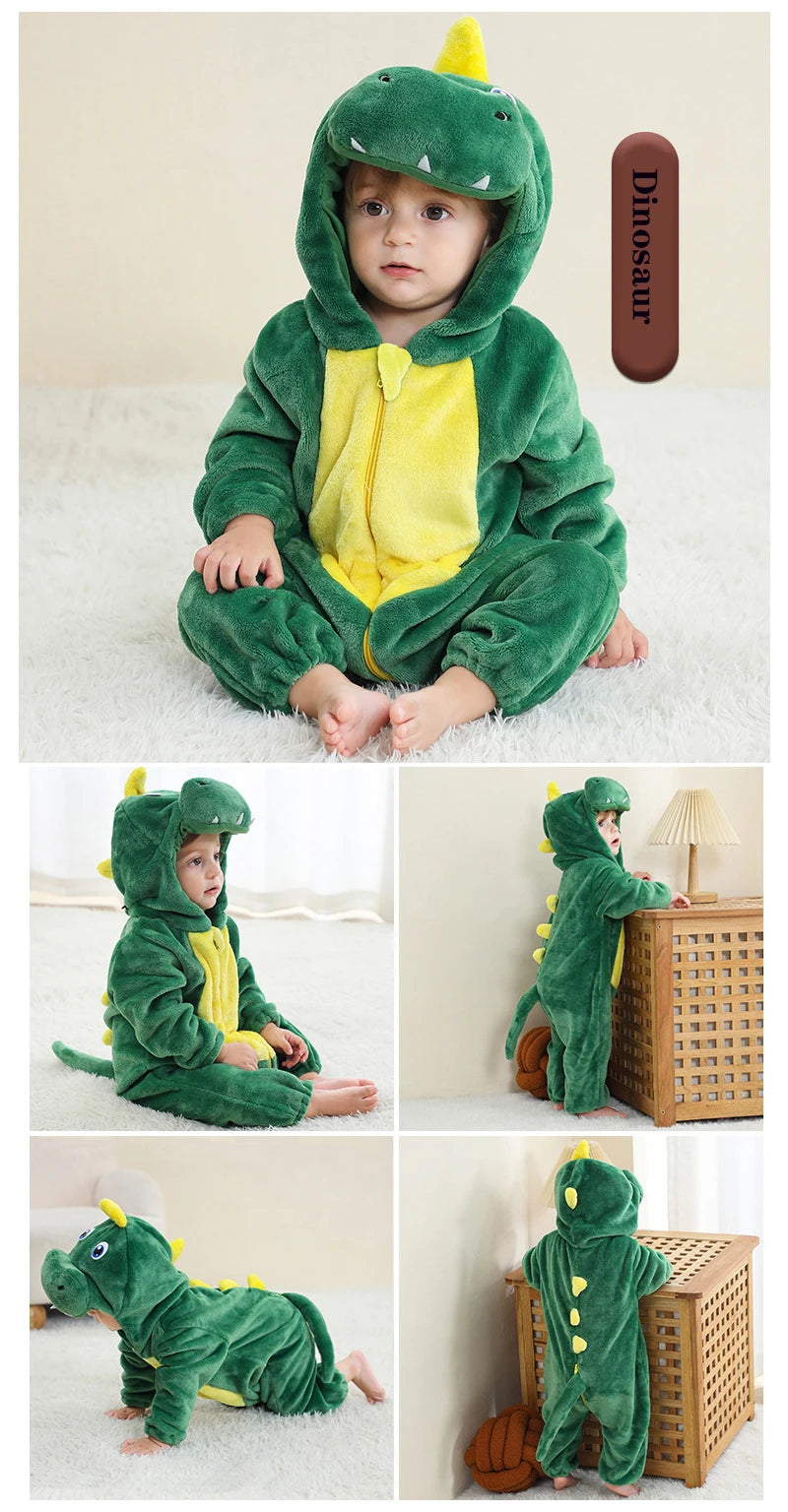 Autumn Winter Cartoon Style Winter Long Sleeve Baby Boys Girls Rompers Toddler Kids Playsuit Jumpsuits Baby Clothes Child Onesie