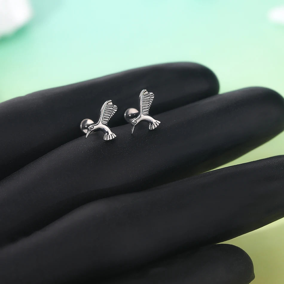 1/5PCS Titanium 16G Tragus Daith Helix Lobe Ear Piercing for Women Leaf Star Zircon Cartilage Stud Earring Piercing Jewelry Gift