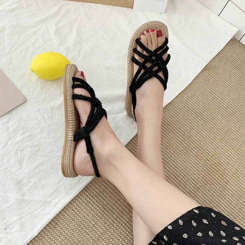 Woman Sandals Shoes Braided Rope with Traditional Casual Style and Simple Creativity Fashion Sandals Women Summer Shoes Zapatos
