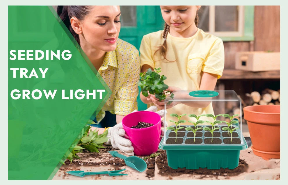 Plants Seed Starter Trays With Grow Light 12 Holes Per Tray Nursery Pots Lights For Home Plant Greenhouse Growing Trays