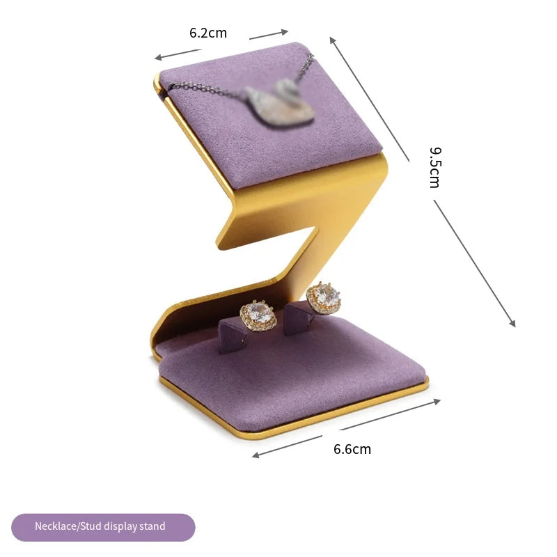 Metal Jewelry Display Stand ,Purple Velvet Organizer Props,Rings Necklaces Bracelets Holder for Trade Show,Store Window Storage