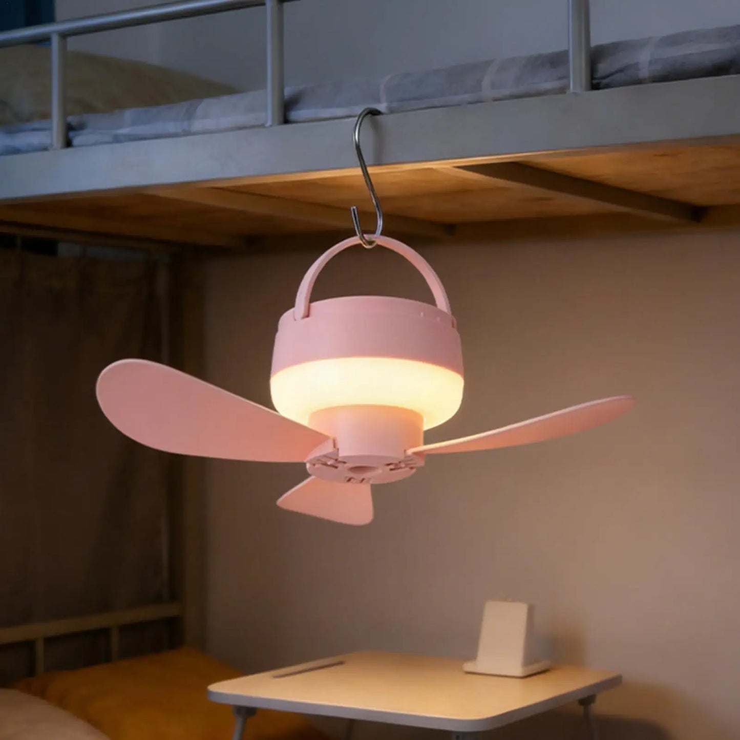 Ceiling Fan With LED Light and Remote Control USB Charging Household Outdoor Camping Tent Student Dormitory Bed Small Fan