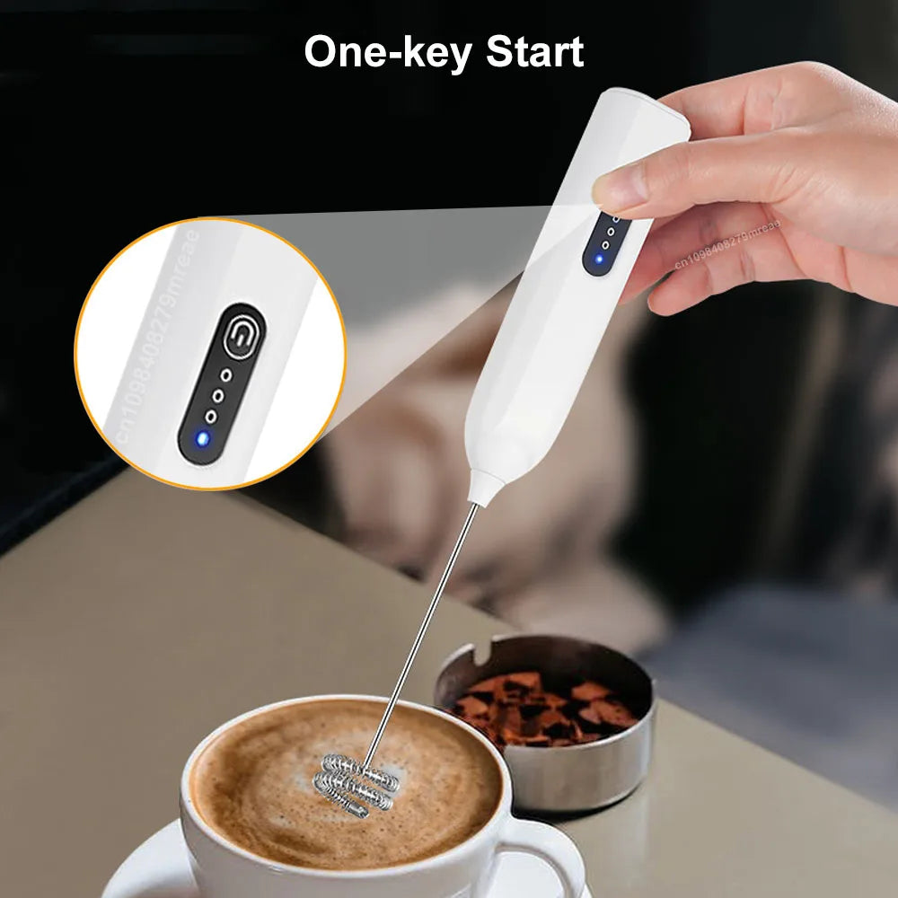Electric Milk Frother Egg Beater Mini Portable Coffee Whisk Mixer USB Rechargeable Milk Foamer Maker Wireless Handheld Stirrer