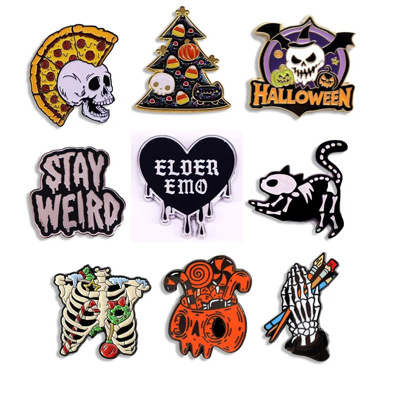 Popular Halloween Costume Accessories Horror Ghost Skull Pumpkin Pin Metal Badge Holiday Jewelry Gift Wholesale