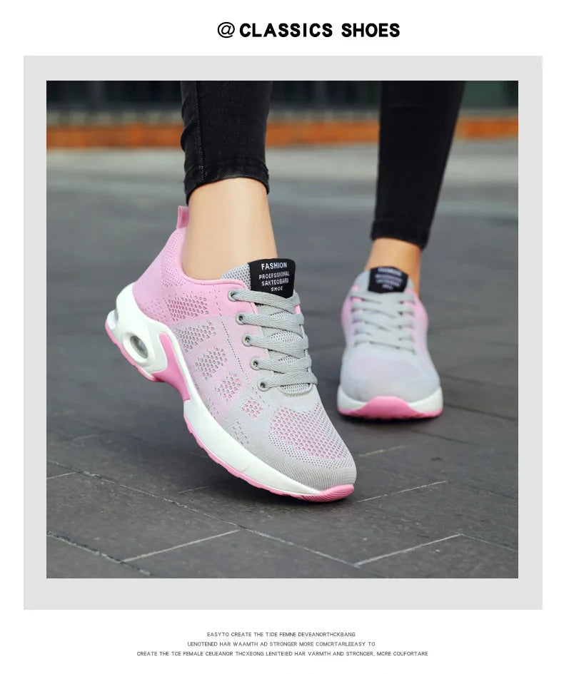 Mesh Women Running Shoes Breathable Casual Shoes Outdoor Light Weight Pink Tenis Sports Shoes Casual Walking Sneakers for Wamen