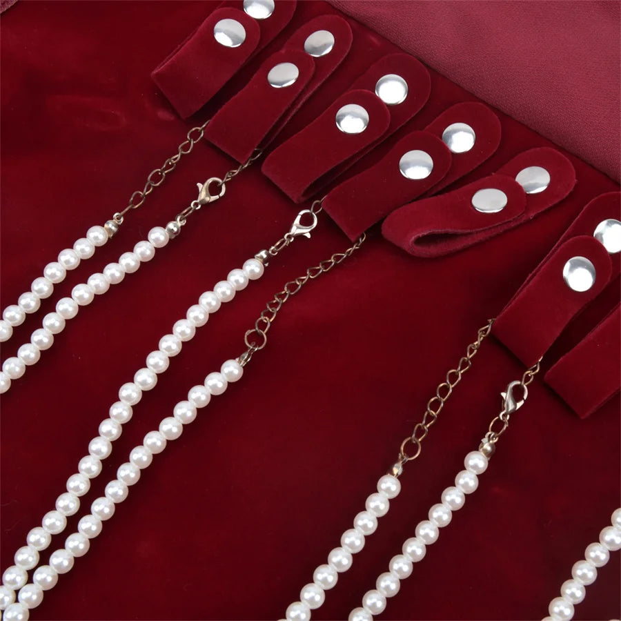 Burgundy Velvet Jewelry Roll Bag Portable Foldable for Necklace Earrings Ring Travel Exhibitions Organizer Storage Bag