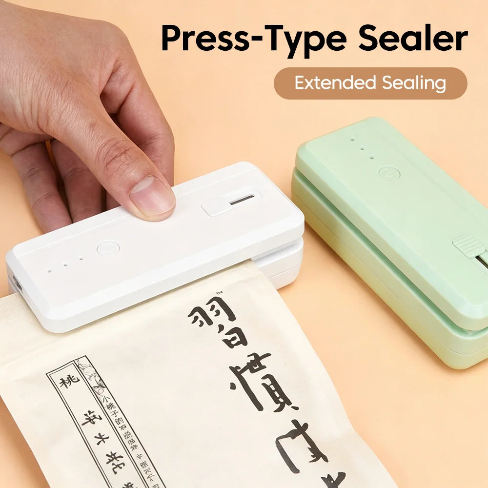 Portable Mini Sealer 2 in 1 Food Plastic Package Bags Sealing Machine USB Rechargeable Magnetic Handheld Plastic Bag Heat Sealer