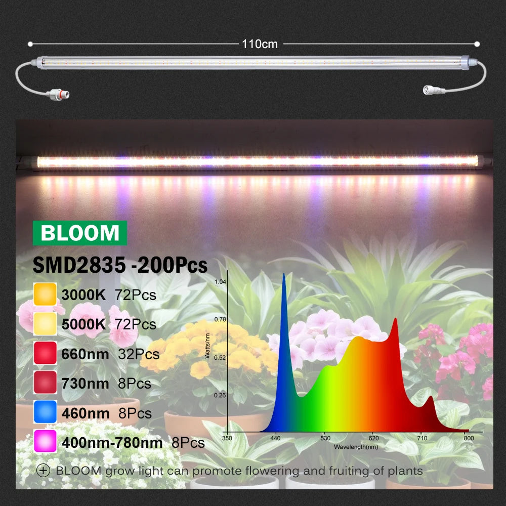 AC85- 265V SMD 2835 Chip T8 Full Spectrum LED Grow Tube Suitable for Plants Fruit Trees Succulents Veg and Bloom LED Grow Light