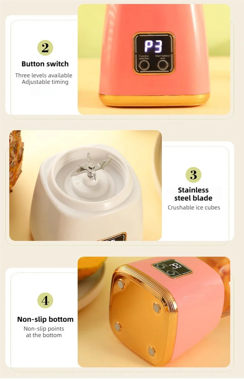 TINSOL Electric Juicer Portable Blender 10 Blades Multifunctional Juice Blender Fresh Juice Smoothie Blender Food Processor