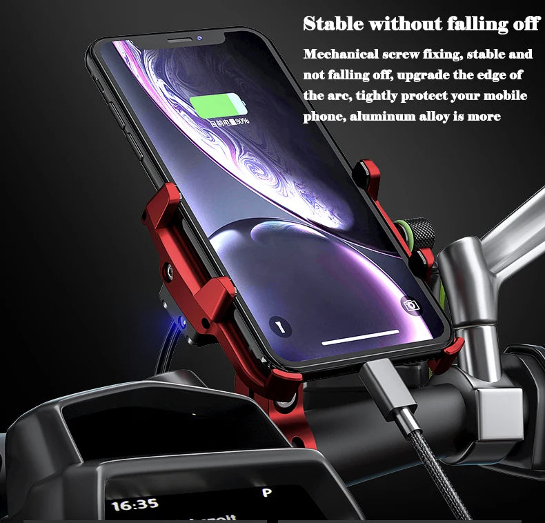 Whole Aluminium 12-24V Motorcycle Phone Holder USB Charger QC3.0 Fast Charging Mount Bicycle Handlebar Bracket for iPhone Huawei