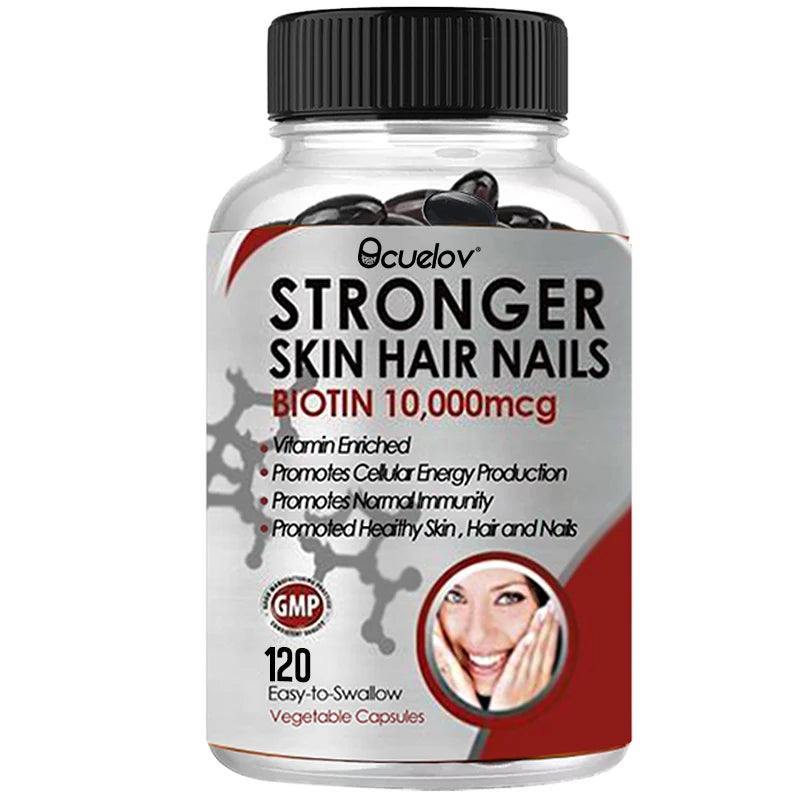 Biotin 10000 mcg - Hair Skin Nails Vitamins for Women & Men, Supports Hair Growth, Glowing Skin & Strong Nails, Metabolism