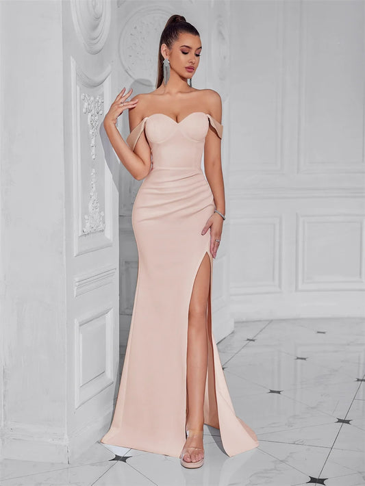 Cocktail Dress For Women Off Shoulder Sexy Floor Length Party Evening Night Outfit Club Formal Wedding Guest Maxi Gala Vestidos