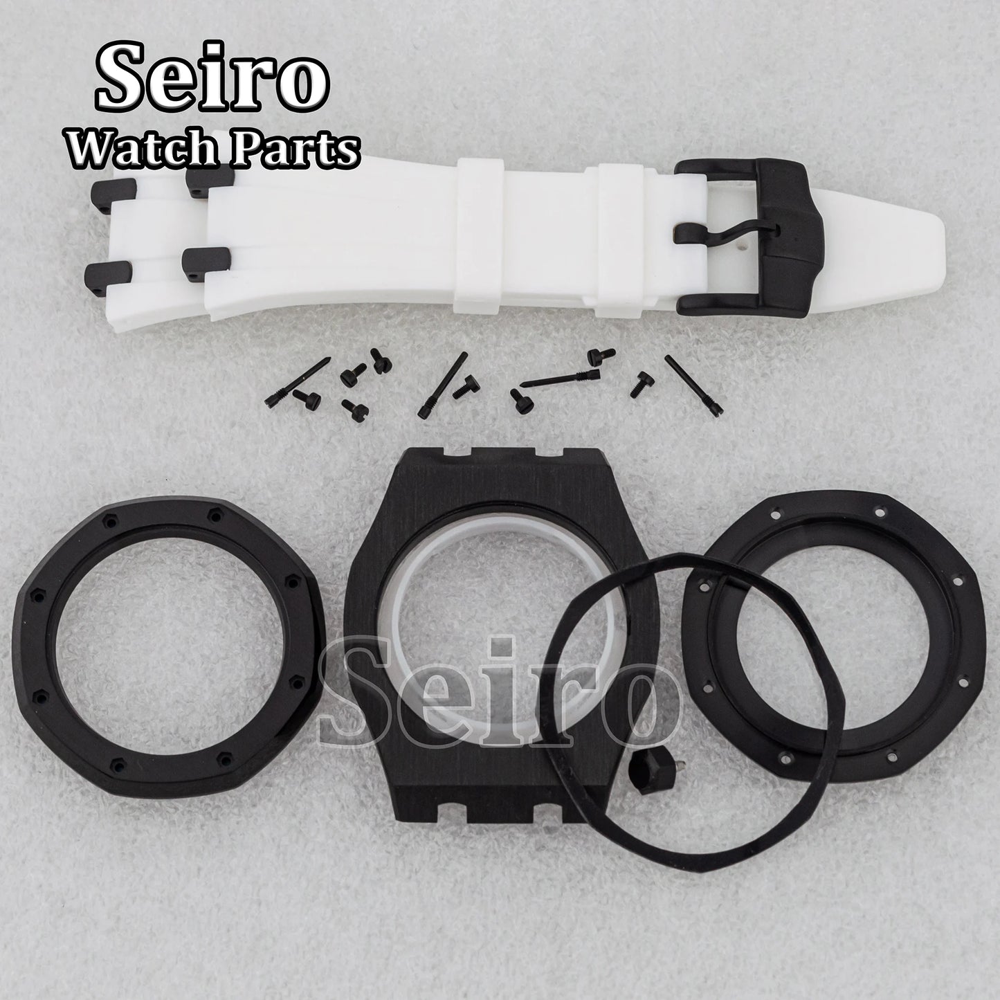 42mm Octagon Watch Case Rubber Strap Sapphire Crystal 10bar for 31.8mm Dial Royal Oak NH35 NH36 Movement Watch Modified Parts