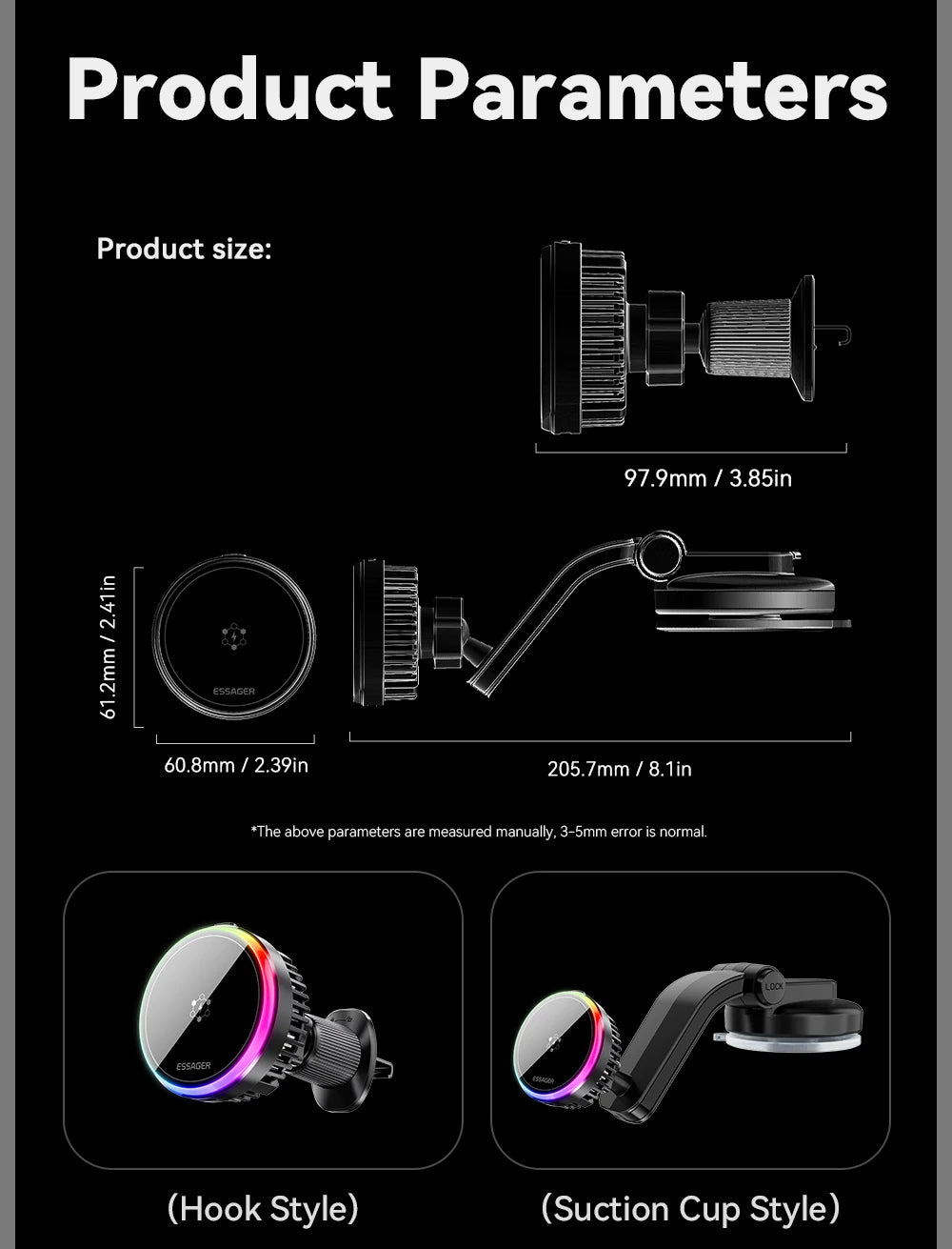 Essager Cooling Magnetic Car Wireless Charger 15W Fast Charging Station For Magsafe iPhone 16 Huawei 360° Roation Phone Holder
