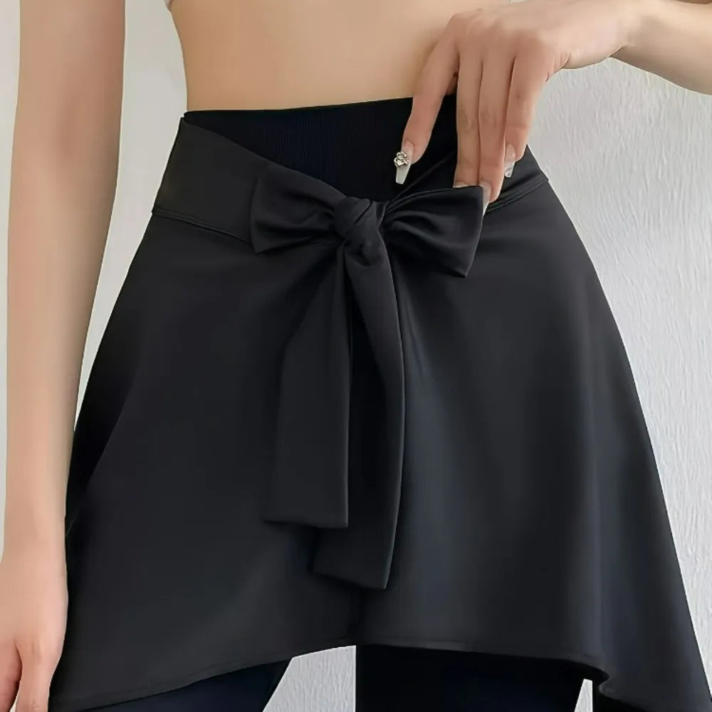 Women's Sports Fashion Lace-Up Tennis Skirt Butt-Covering Fitness Yoga Running Skirt Anti-See-Through