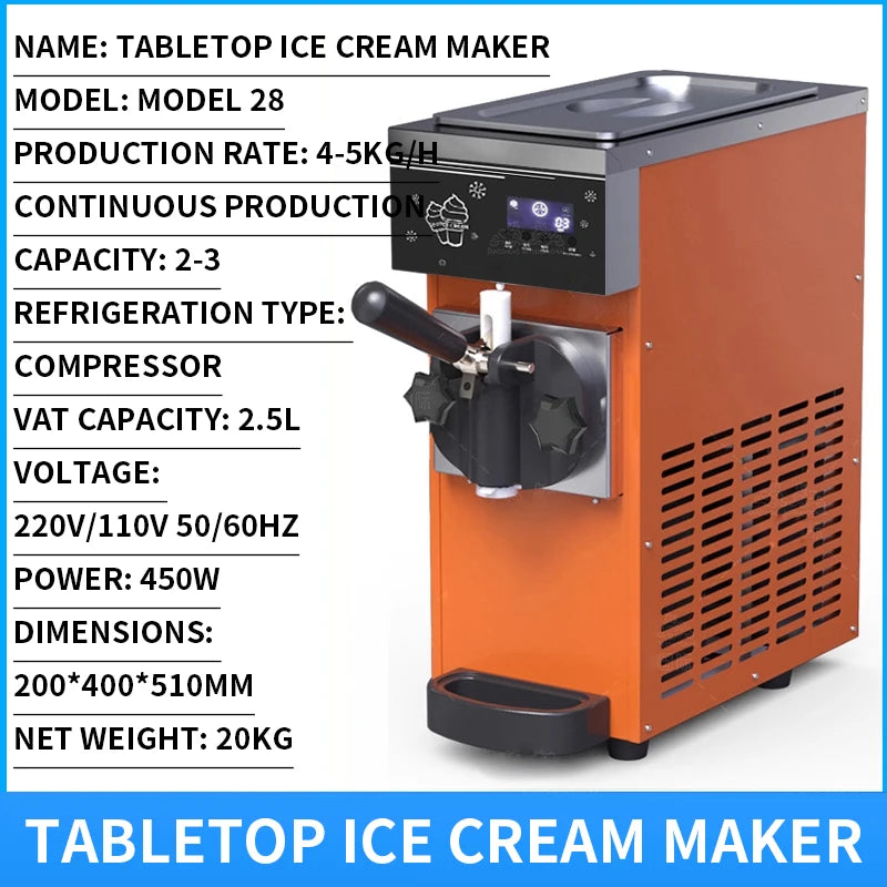 Ice cream machine, commercial stall fully automatic sundae ice cream machine, milk tea dessert ice cream machine 110V/220V