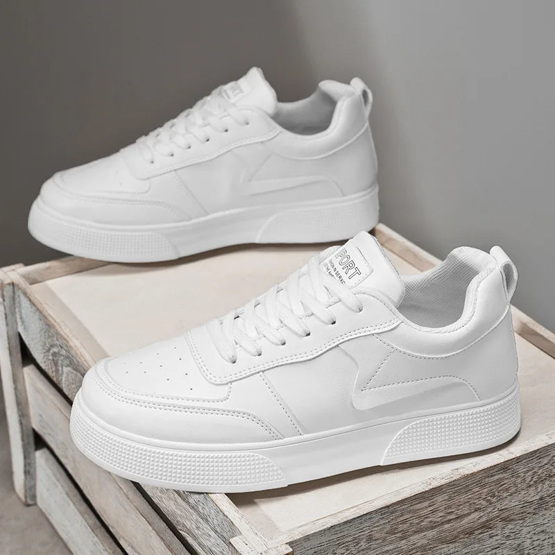 New plus size men's casual sports shoes versatile Korean version thick soled height increase white shoes student board shoes