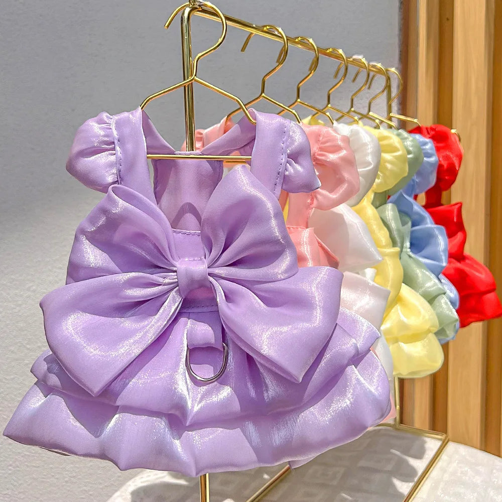 Dog Dress Girl Dog Clothes Pet Apparel Doggie Pink Bowknot Tulle Cat Sequin Clothing Pup Dresses Doggy Attire Birthday