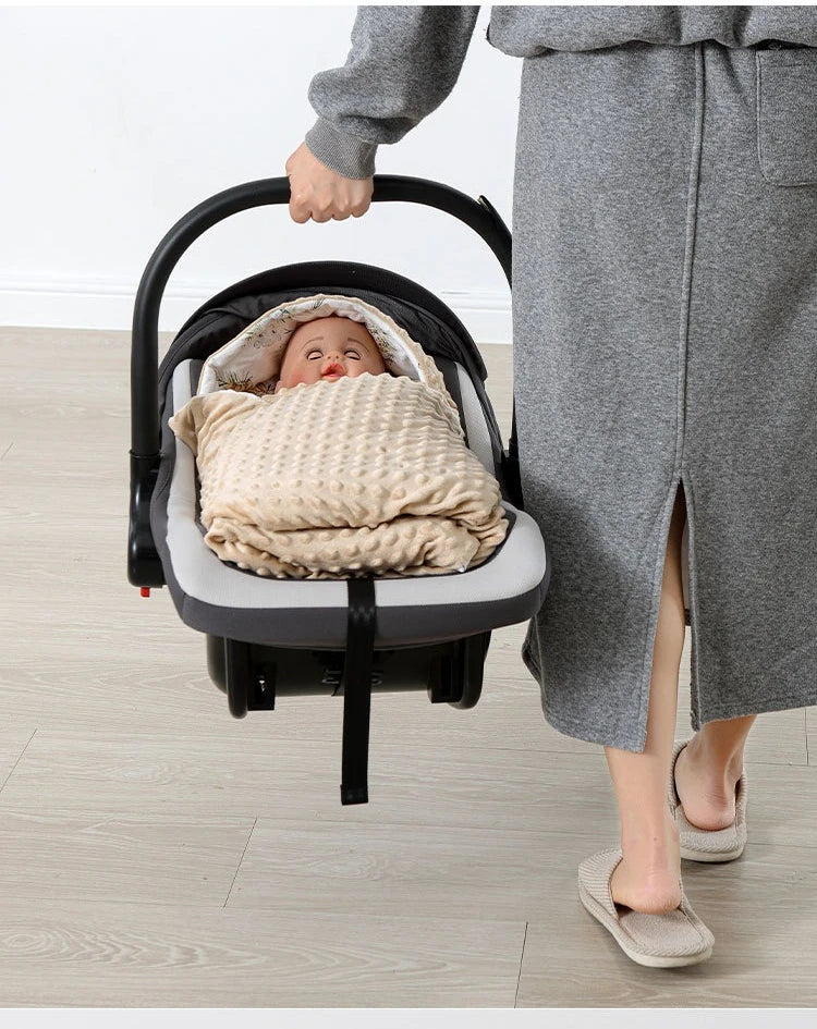 Baby Stroller Blanket Newborn Safety Seat Basket Sleeping Blankets Fleece Quilt Baby Swaddle Wrap Hooded Stroller Cover