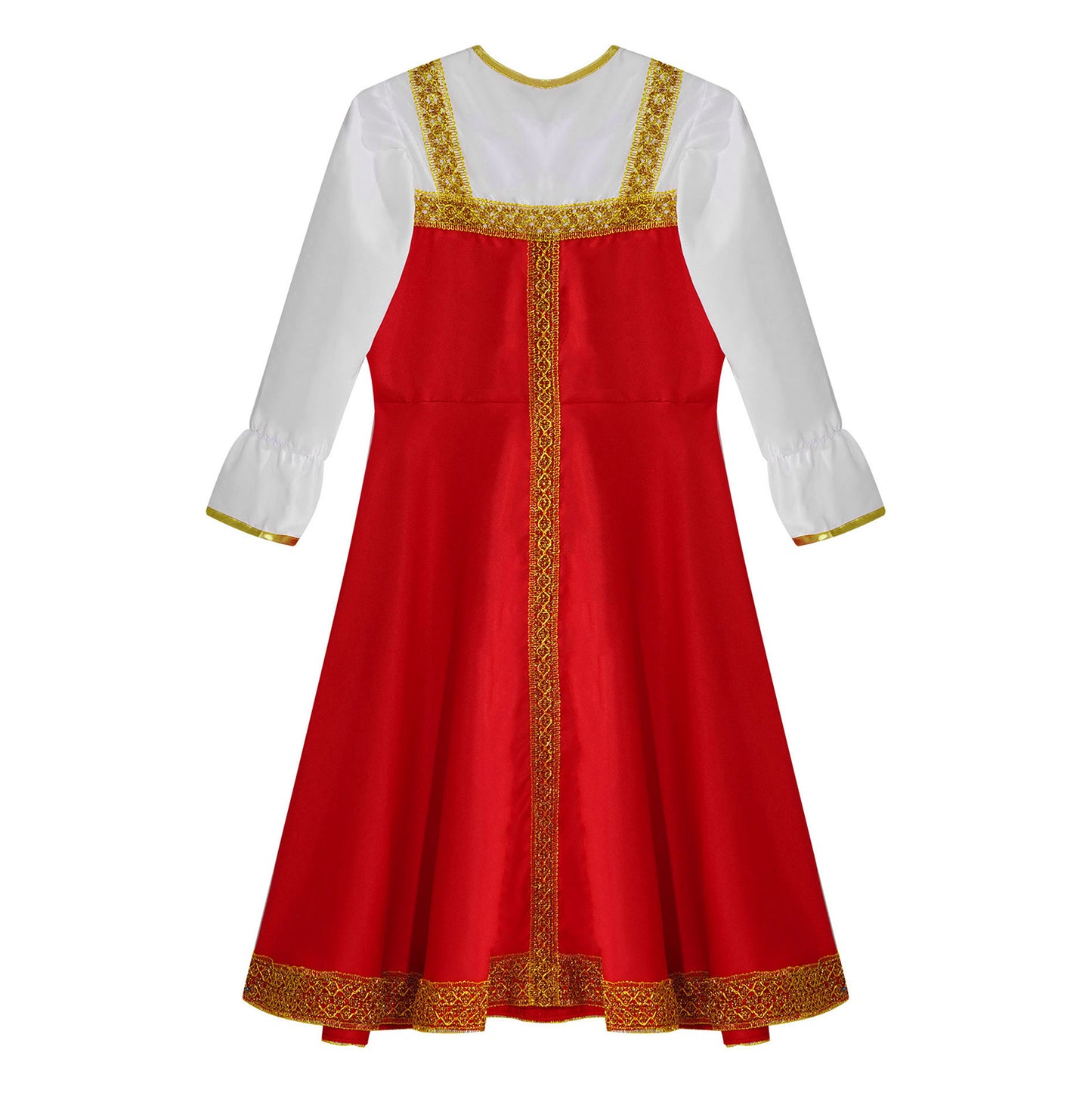 Kids Girls Russian Traditional Dance Costume Halloween Cosplay Festive Party Outfit Russian Fancy Dress with Headpiece Set 2-8Y