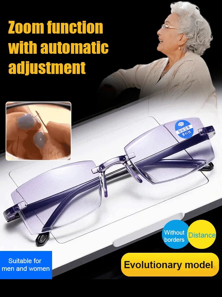 1/2PCS Smart Zoom Reading Glasses Ultra Clear Presbyopia Glasses Lightweight Anti-Blue Anti-Fatigue Auto Zoom Magnifier