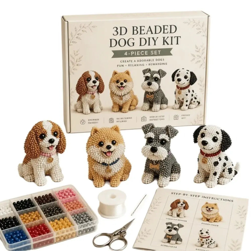 Tiny Beads 3D Beaded Animal Kit Cute Design Animal Shape Handmade Bead Art Kit Creative Craft DIY Bead Craft Kit