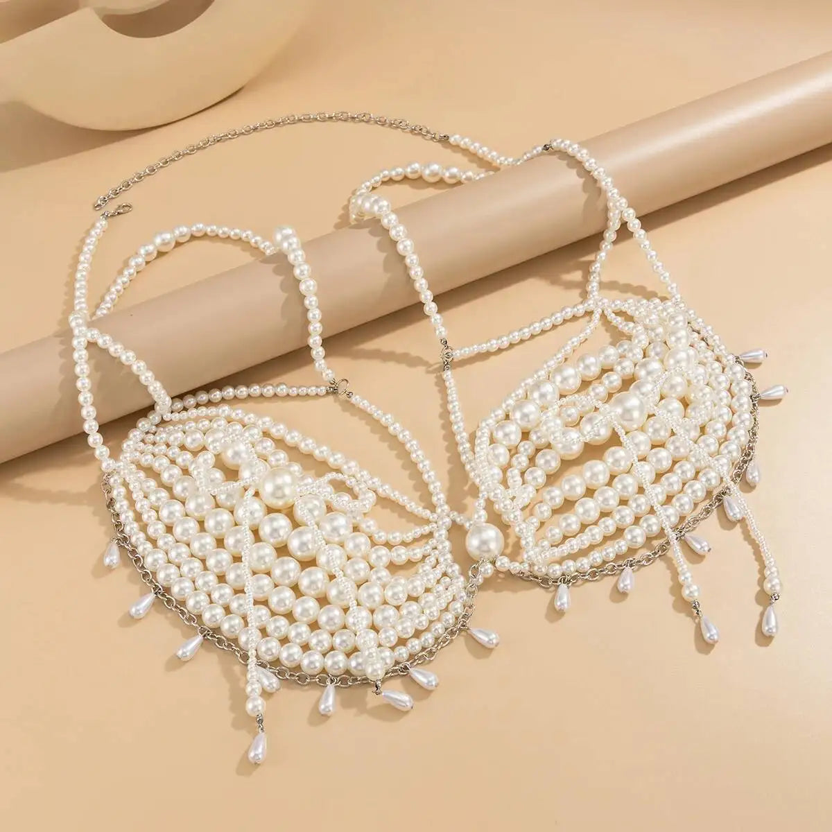 SHIXIN Elegant Multi-layer Imitation Pearl Body Chain for Women Luxury Strap Bralette Chest Chain Waist Chains Wedding Jewelry